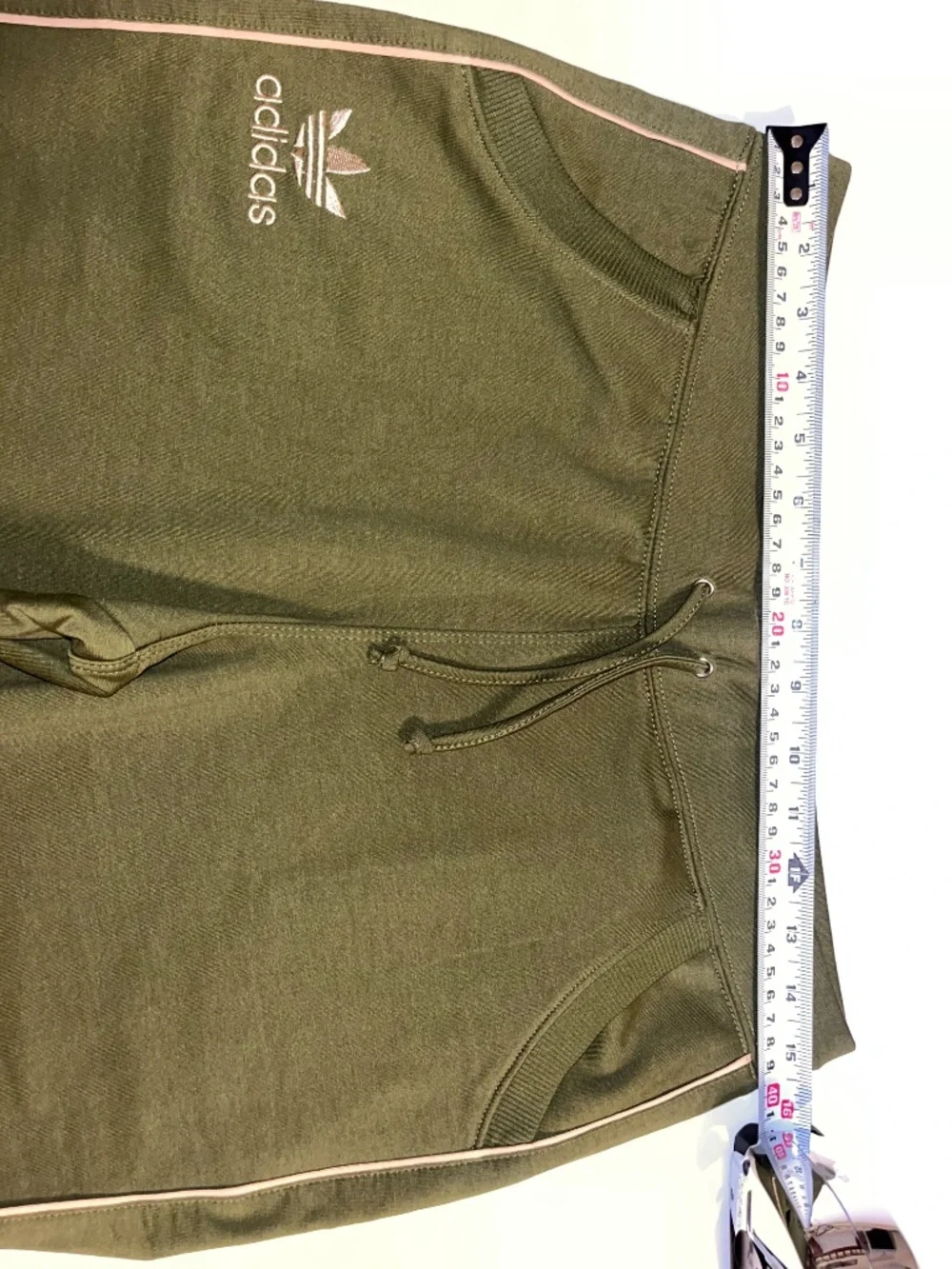 olive green Adidas matching sweatshirt and jogger set